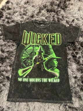 Wicked Elphaba Graphic Tee with Neon Green Print “No One Mourns The Wicked”